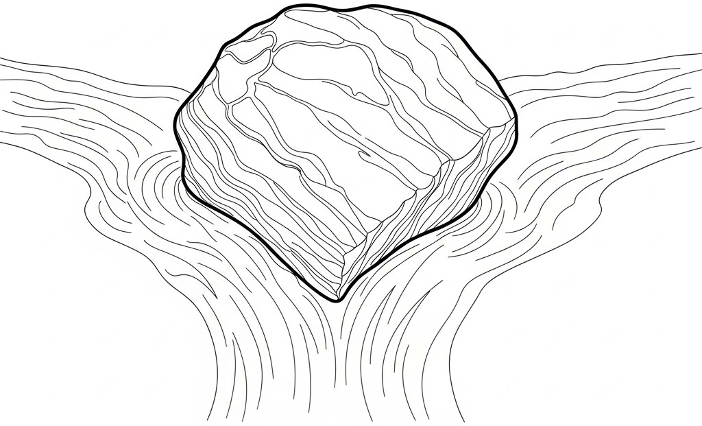 바위와 수목 배치가 물길을 바꾸는 구조적 원리