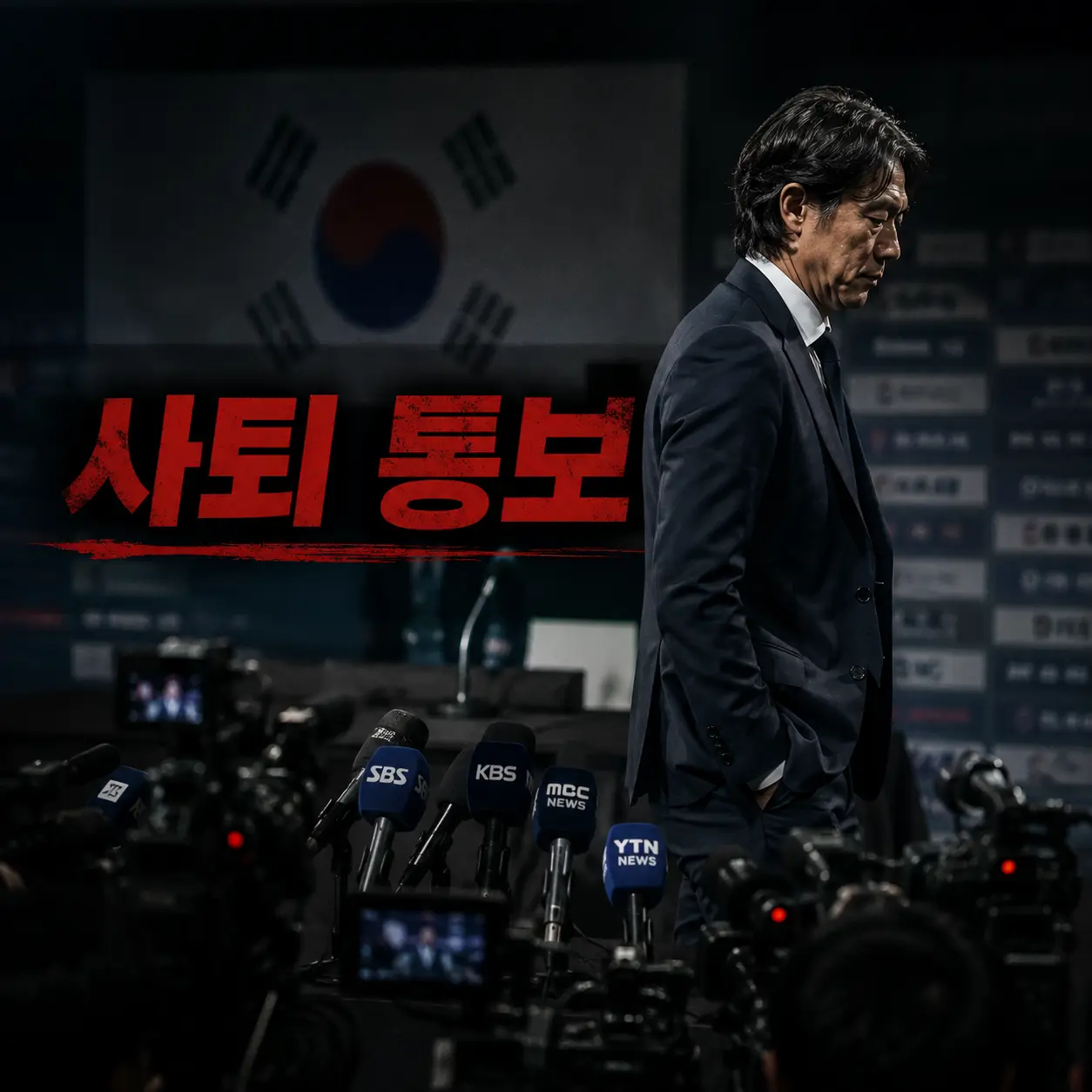 홍명보 감독 사퇴 기자회견 논란 주머니 손 입장문 통보 32강 탈락 책임 2026 북중미 월드컵