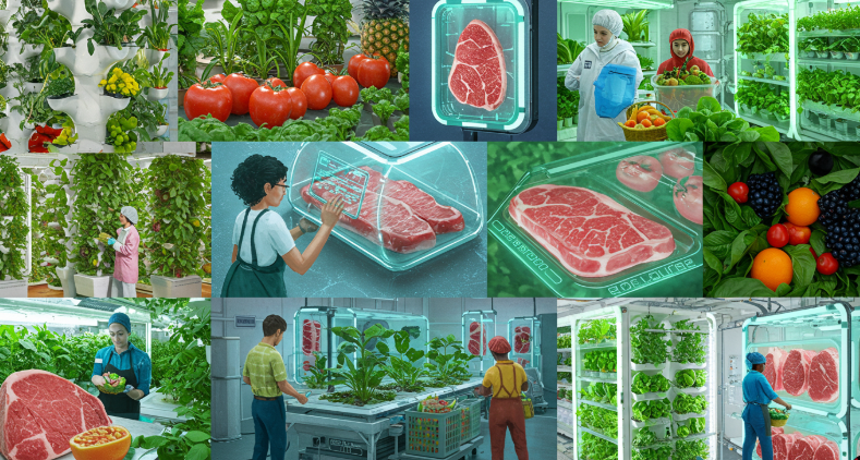 대체 식품과 미래의 다이어트 (배양육, 식물성, 혁신)에 대한 이미지