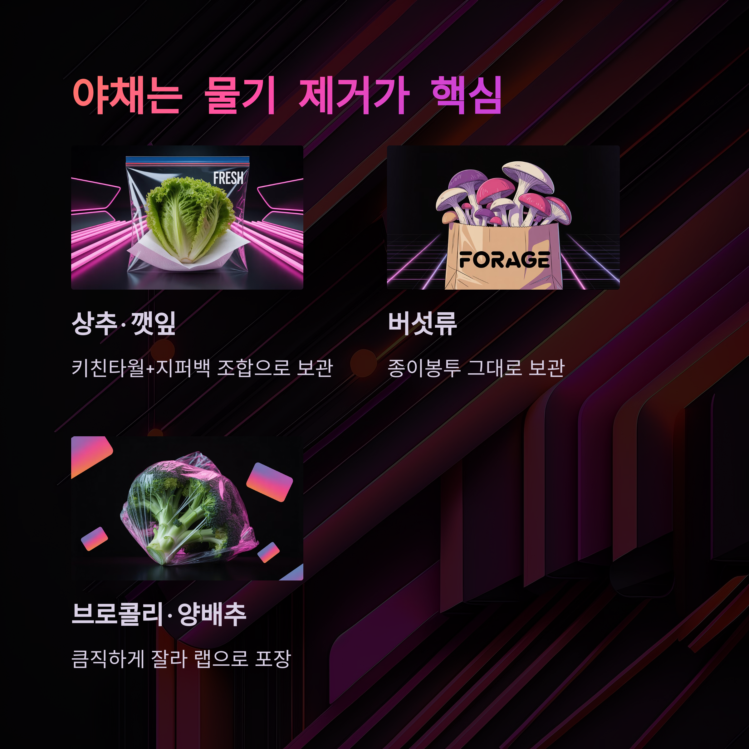 야채는 물기 없이 보관해야 오래가요