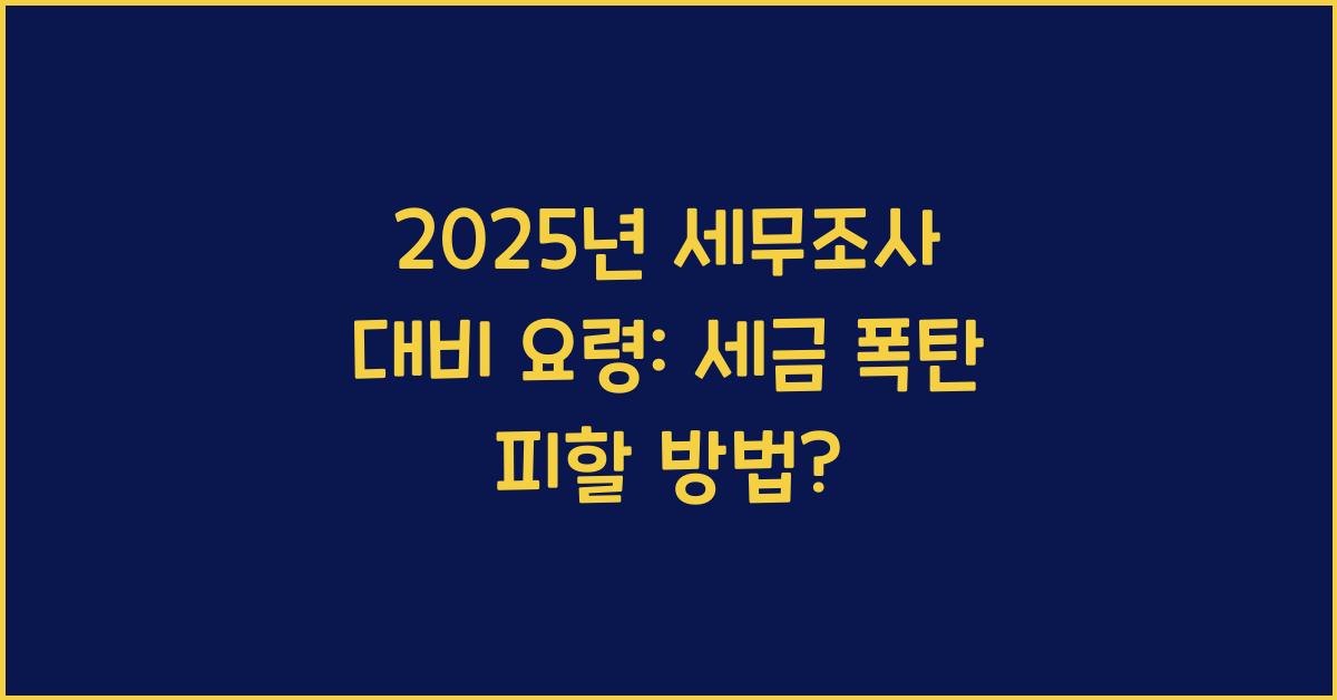 2025년 세무조사 대비 요령
