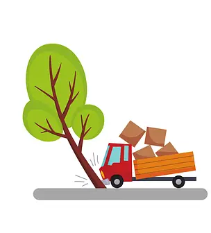 나무에 부딪친 화물차 이미지