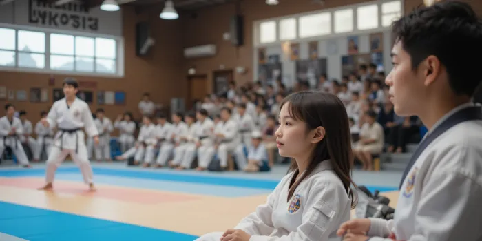 승급심사 현장을 지켜보는 가족들