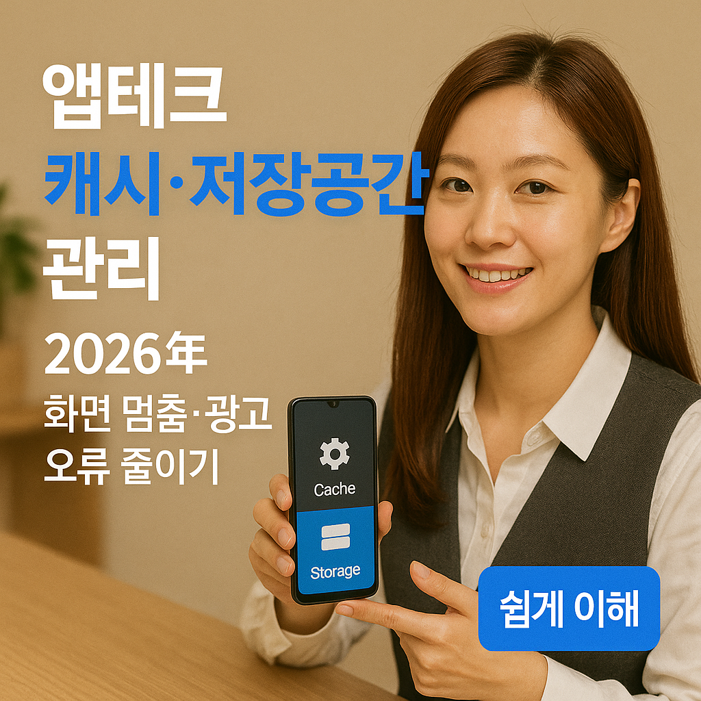 앱테크 캐시·저장공간 관리 2026년 ｜ 화면 멈춤·광고 오류 줄이기