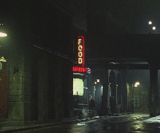 어두운 분위기의 밤 거리