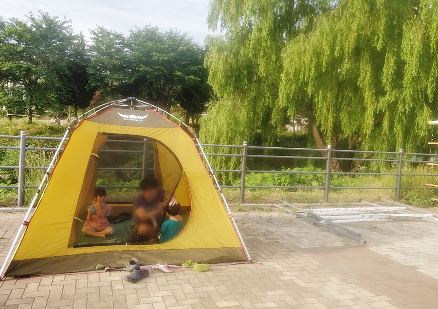 공원에 나들이갈때 이너텐트만 가지고 감