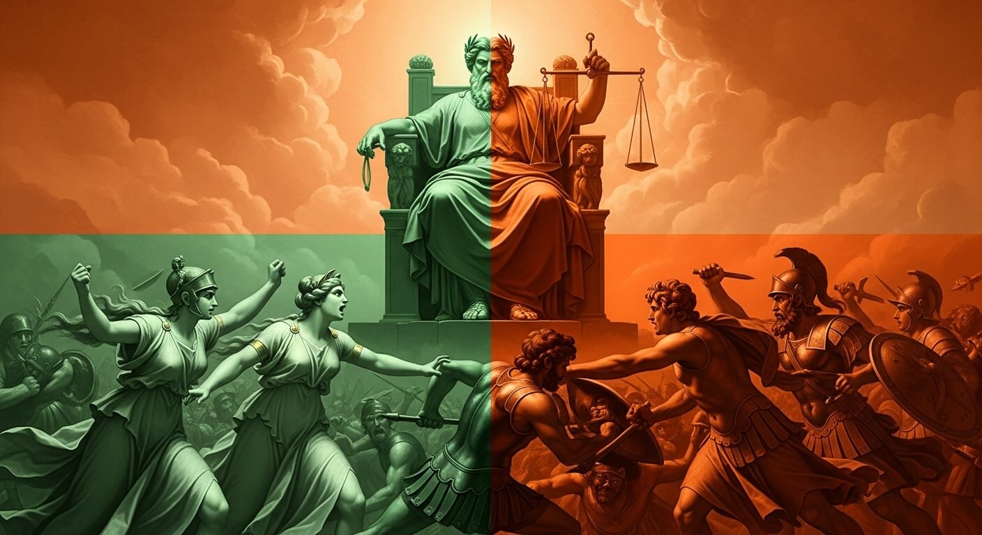 전능한 신 vs 감정적 신 일리아드의 교차점 관련 사진