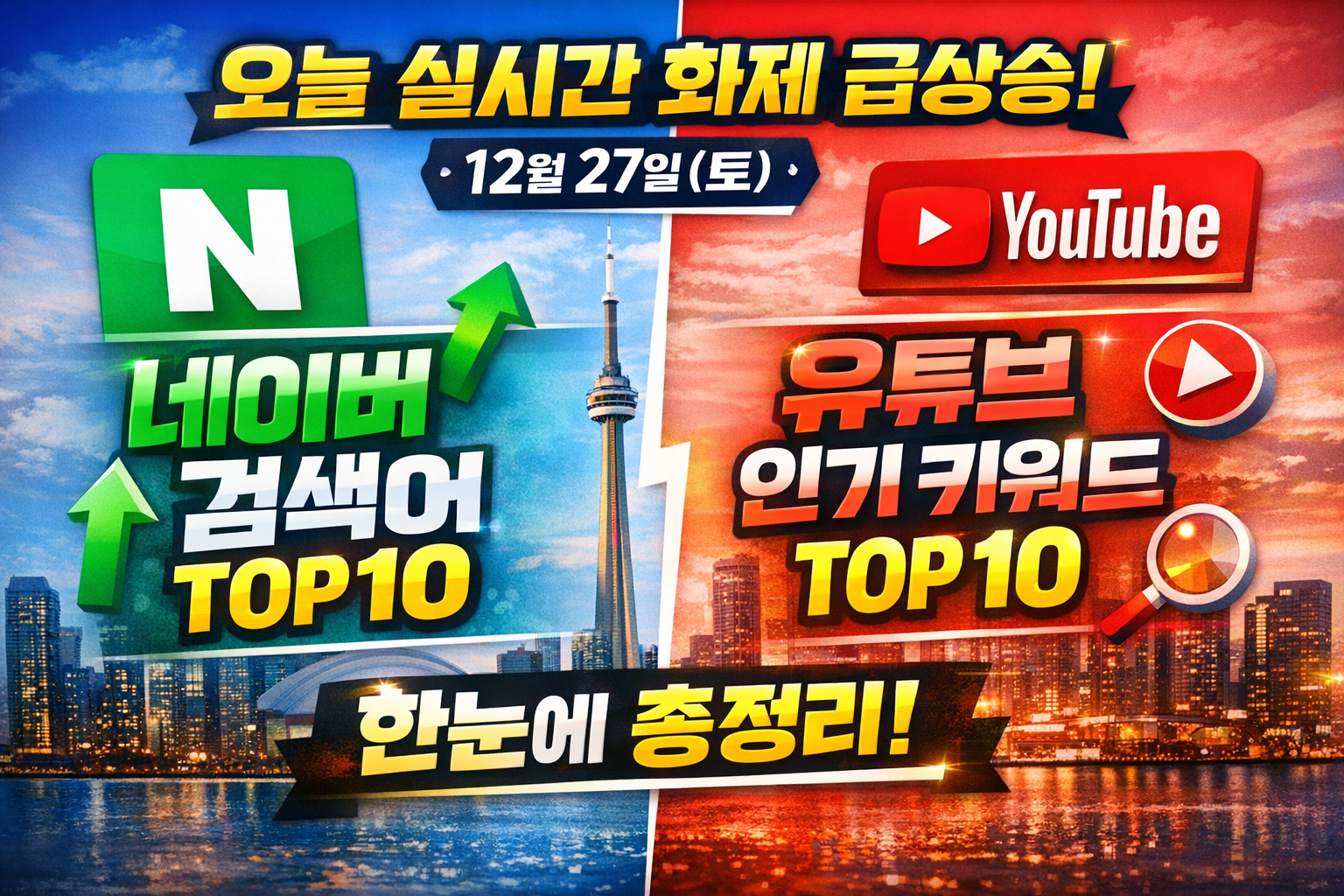 오늘 네이버 실시간 검색어 TOP10 &amp; 유튜브 인기 키워드 총정리