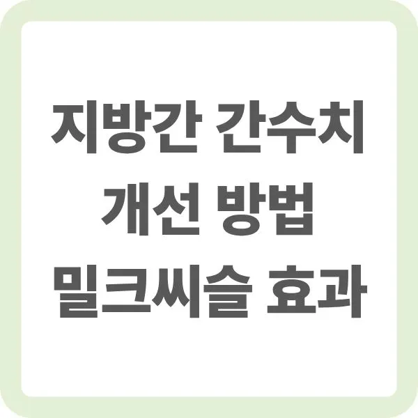 지방간 간수치 개선 방법 및 밀크씨슬 효과 안내 타이틀 이미지