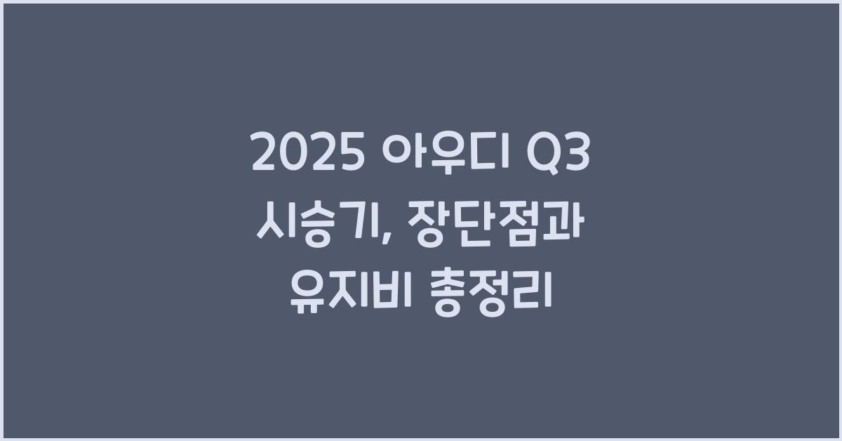 2025 아우디 Q3 시승기 제원 연비 장단점 유지비 오너평가