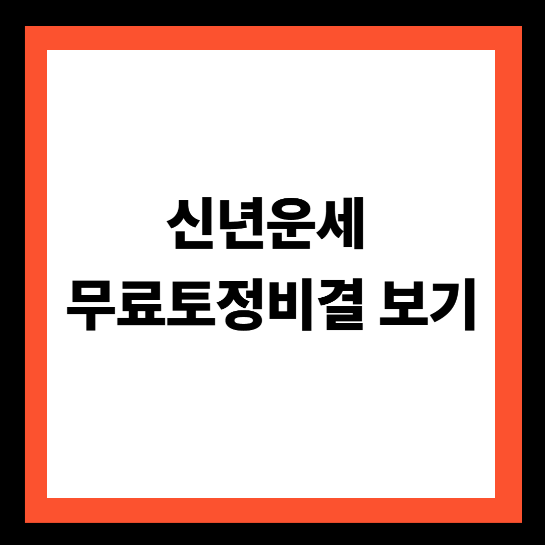 신년운세 무료토정비결 보기