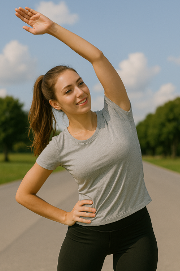모닝 스트레칭하고 있는 여성의 이미지