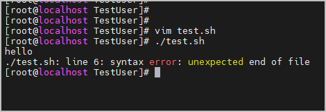 unexpected end of file