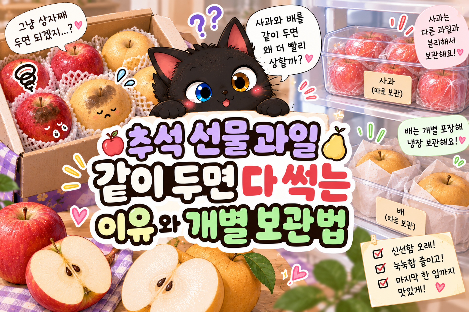 추석 선물로 받은 사과&middot;배 혼합세트, 오래 두려면 따로 보관해야 하는 이유