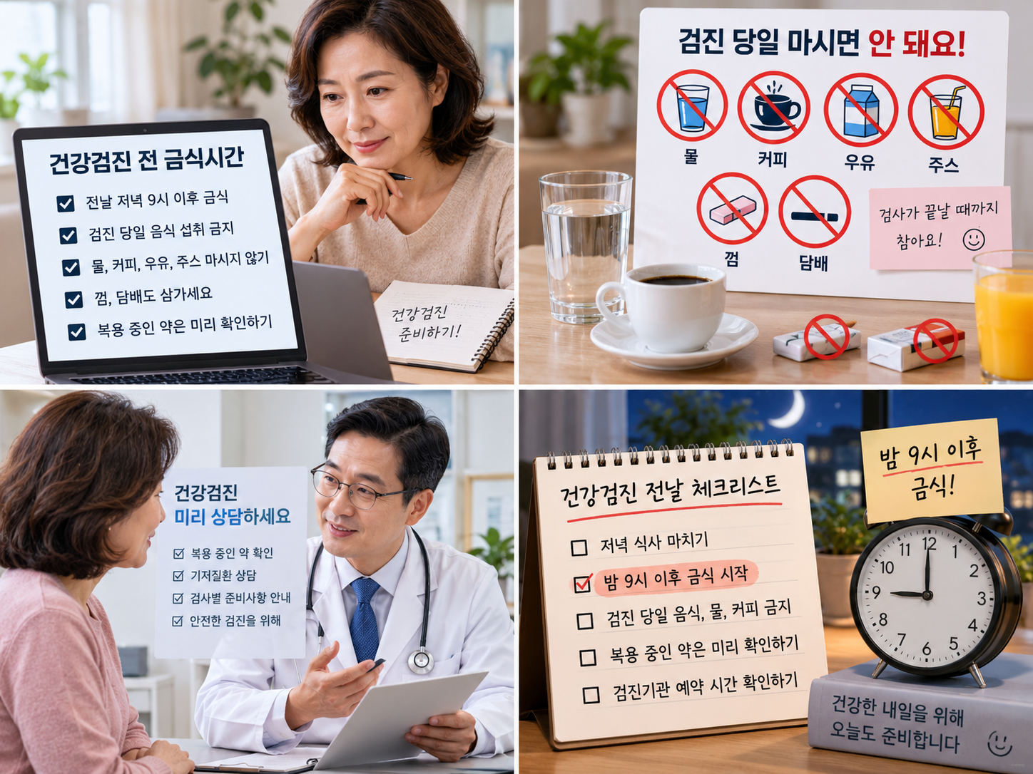 건강검진을 앞두고 금식시간을 확인하는 중장년층