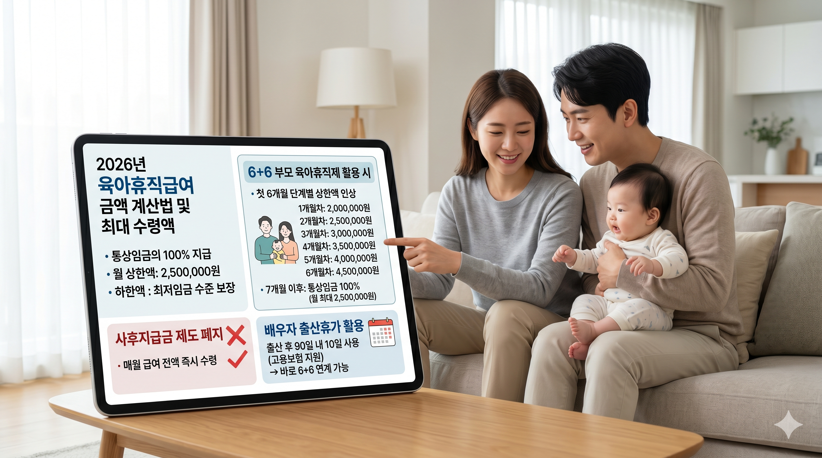2026년 육아휴직급여 금액 계산법과 최대 수령액