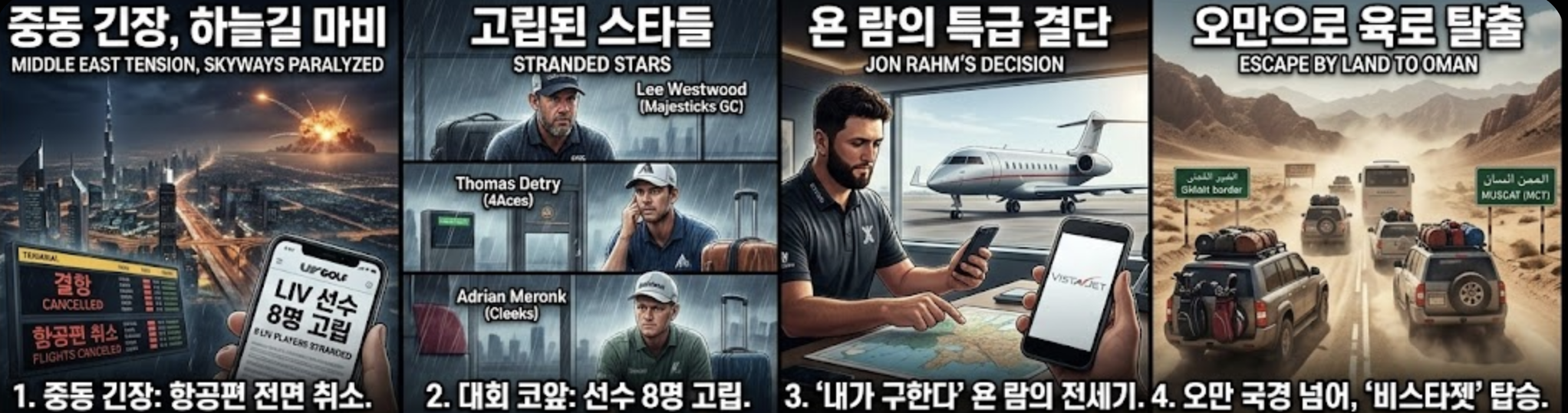 두바이에 갇힌 LIV선수들 탈출 한 눈에 살펴보기
