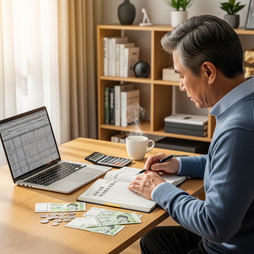 퇴직금 운용계획을 세우고 있는 남성 시니어