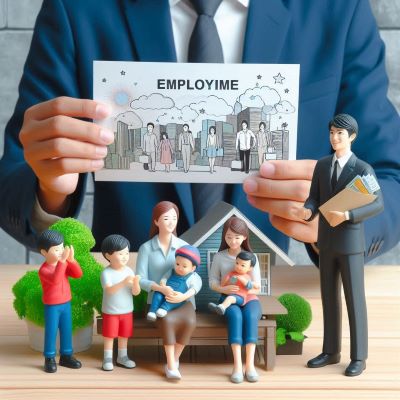 취약계층을 고용하는 사업주에게 인센티브를 준다는 내용을 담은 그림