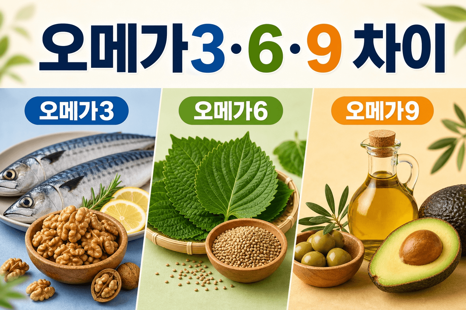 오메가3 오메가6 오메가9 차이를 식품 중심으로 비교하는 건강 가이드