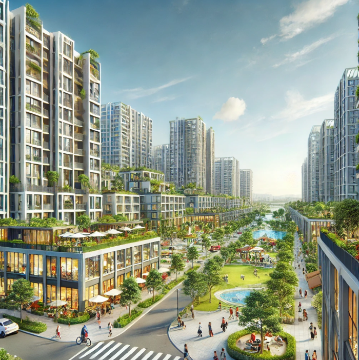 도시 지역에 거주지 풍경