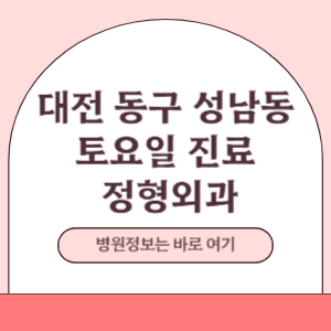 대전 동구 성남동 토요일 정형외과 진료 병원
