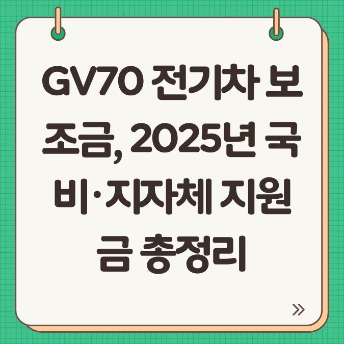 GV70 전기차 보조금, 2025년 국비·지자체 지원금 총정리