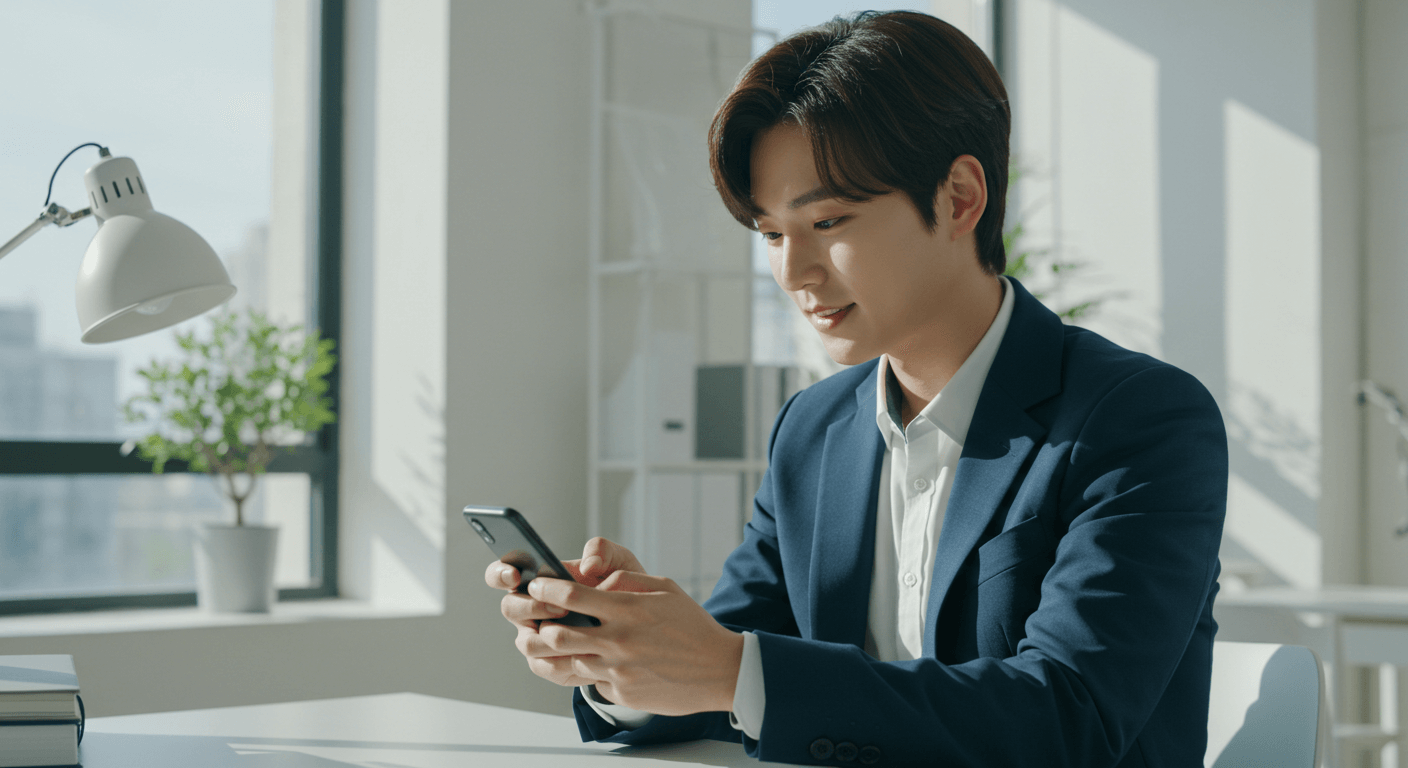 한국인이 스마트폰으로 해외 주식 계좌를 개설하는 장면 1