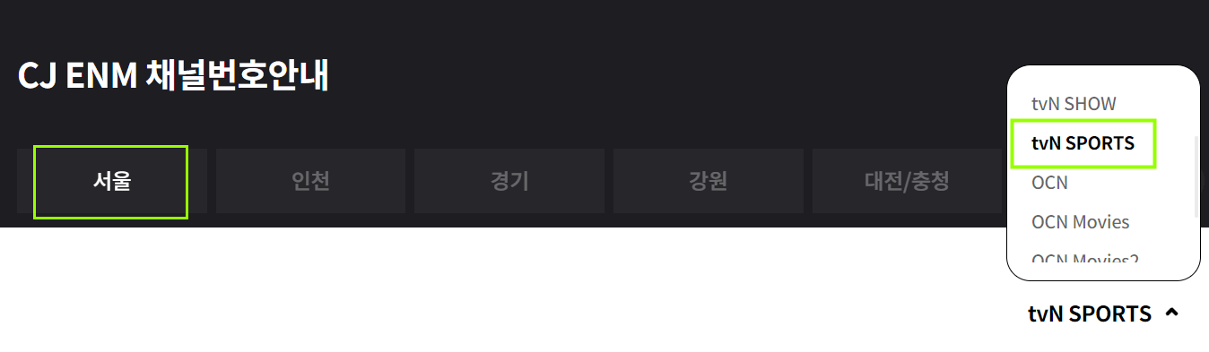티비엔 채널번호 TVN 티빙보기