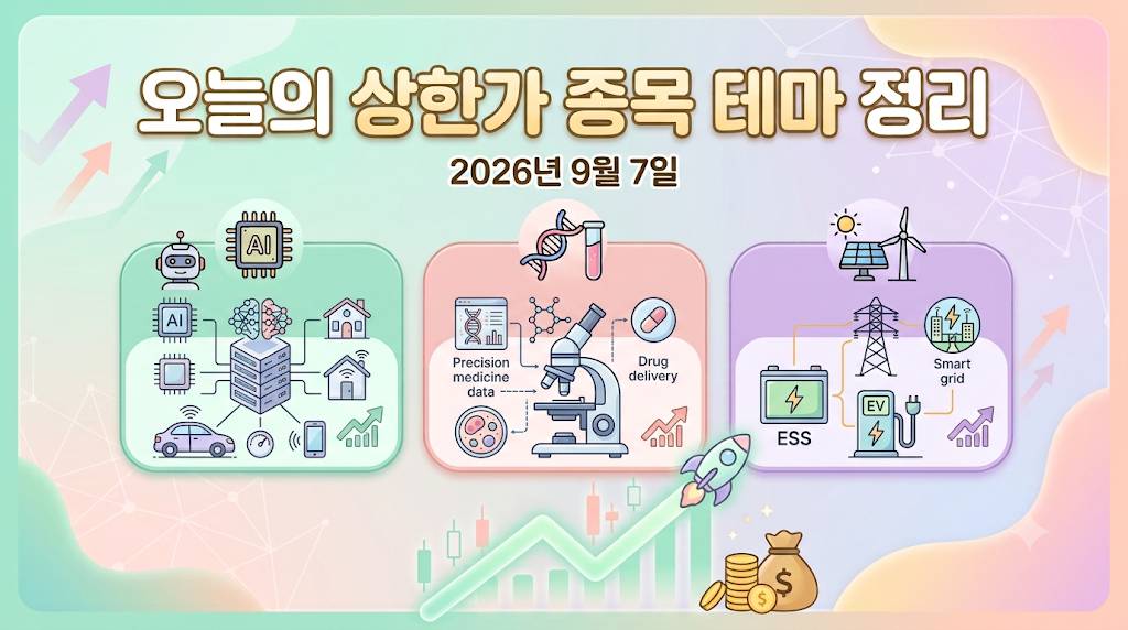 2026년 9월 7일 오늘의 상한가 종목 테마 정리 썸네일