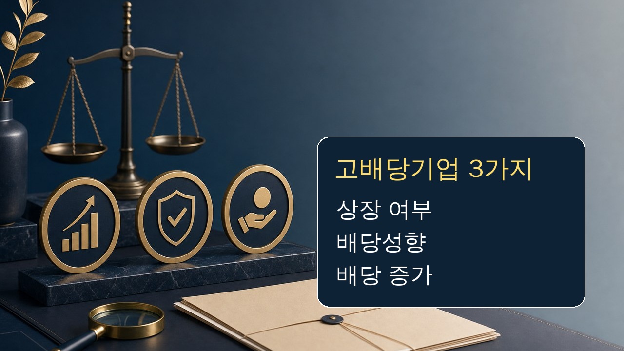 고배당기업 배당소득 분리과세 판단 항목을 상장 여부와 배당정책으로 정리한 이미지