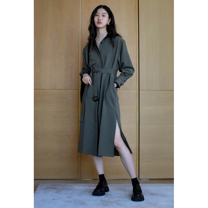 카키 셔츠 원피스 드레스 자켓 디자이너 데일리룩