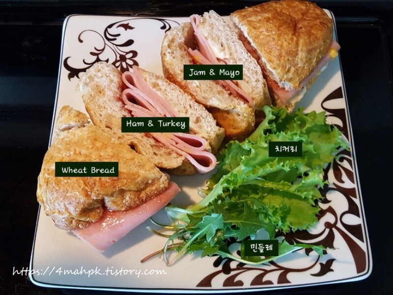 Weat Bread-Ham N Turkey-비말쟁반 샌드위치