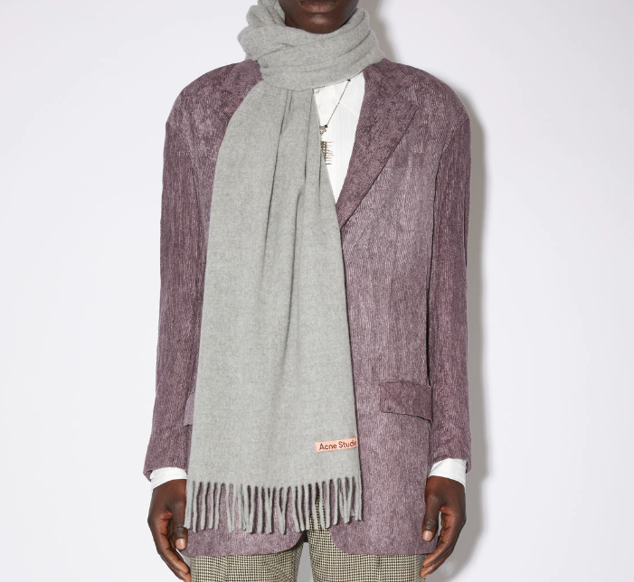 울 프린지 스카프 - 라이트 그레이 멜란지 사진3