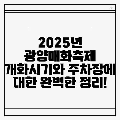 2025년 광양매화축제 개화시기와 주차장에 대한 완벽한 정리!
