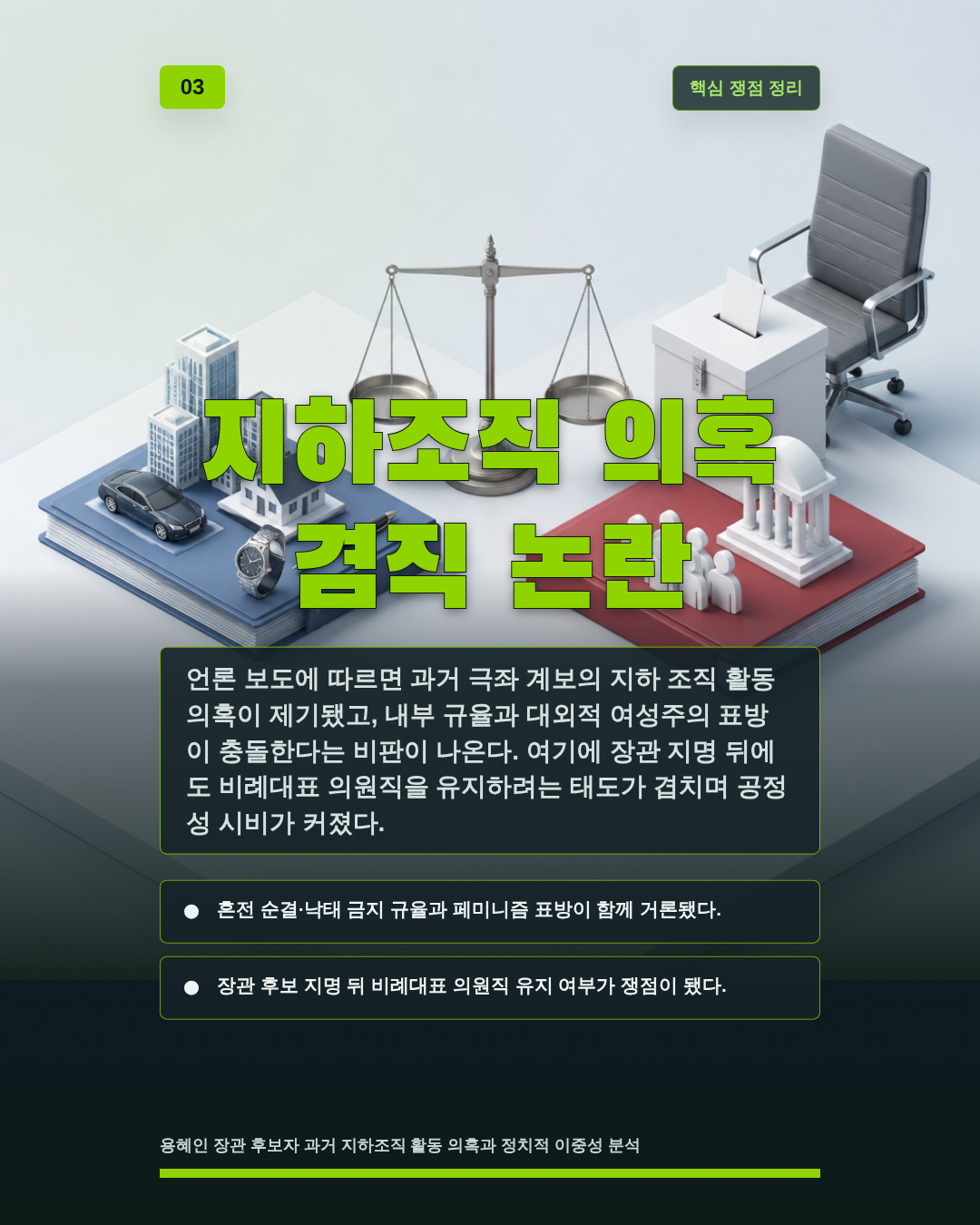 지하조직 의혹 겸직 논란