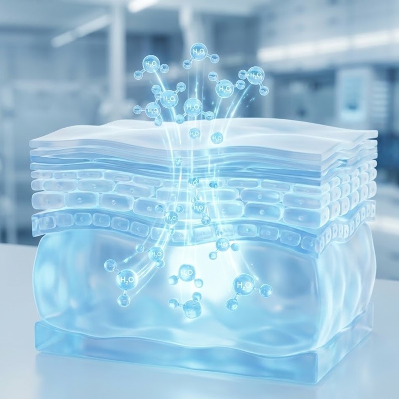 피부 깊숙이 수분이 침투하는 모습을 표현한 3D 이미지