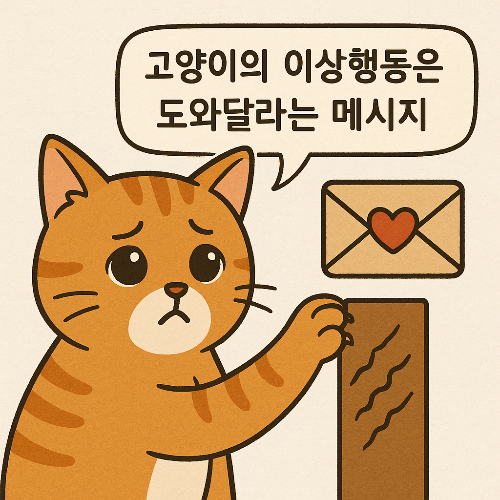 고양이의 도와달라는 메시지