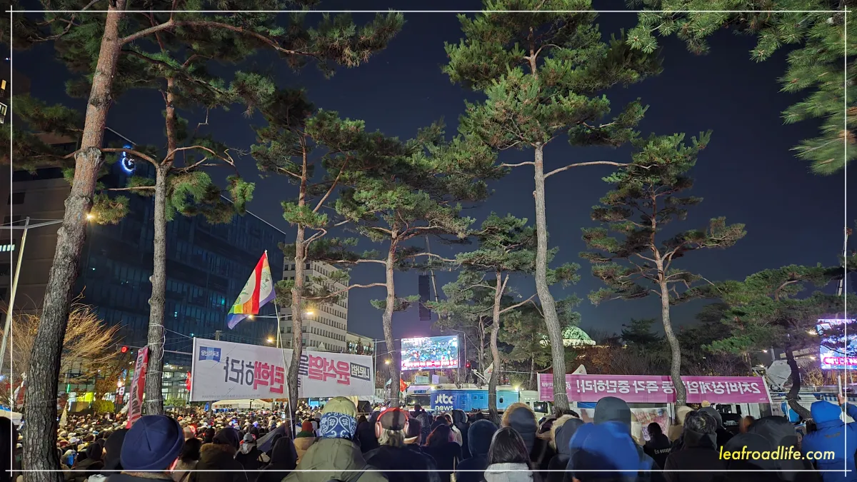 2024년-국회-앞-촛불-집회-대학생-모습