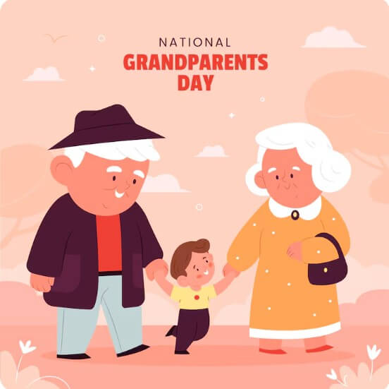 할아버지&amp;#44; 할머니 손을 잡고 외출하는 아이