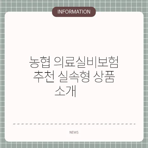농협 의료실비보험 추천 실속형 상품 소개 🌾
