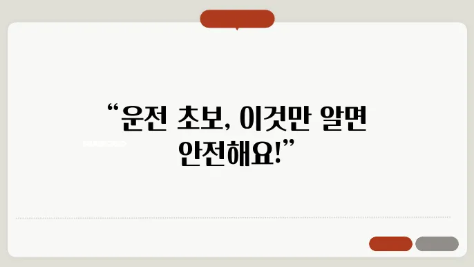 초보 운전 필수 꿀팁