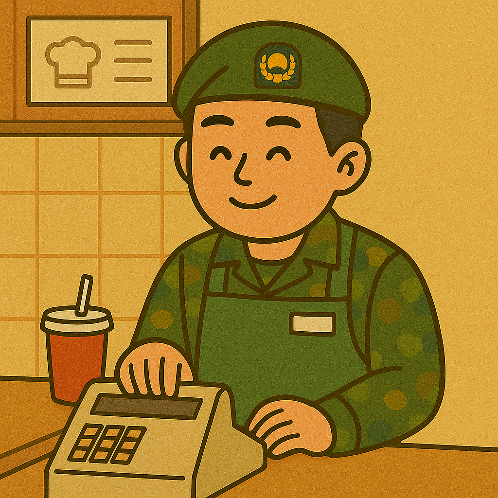 군 복무 중 아르바이트를 하고 있는 군인의 모습