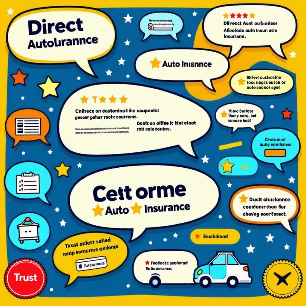 다이렉트 자동차 보험에 대한 고객의 긍정적인 리뷰를 담은 이미지.