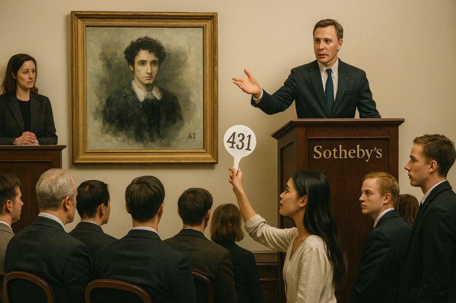 AI 그림, 소더비 경매장을 뒤흔든 사건 현장 모습