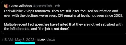 2023년 5월 FOMC 금리 인상 예상