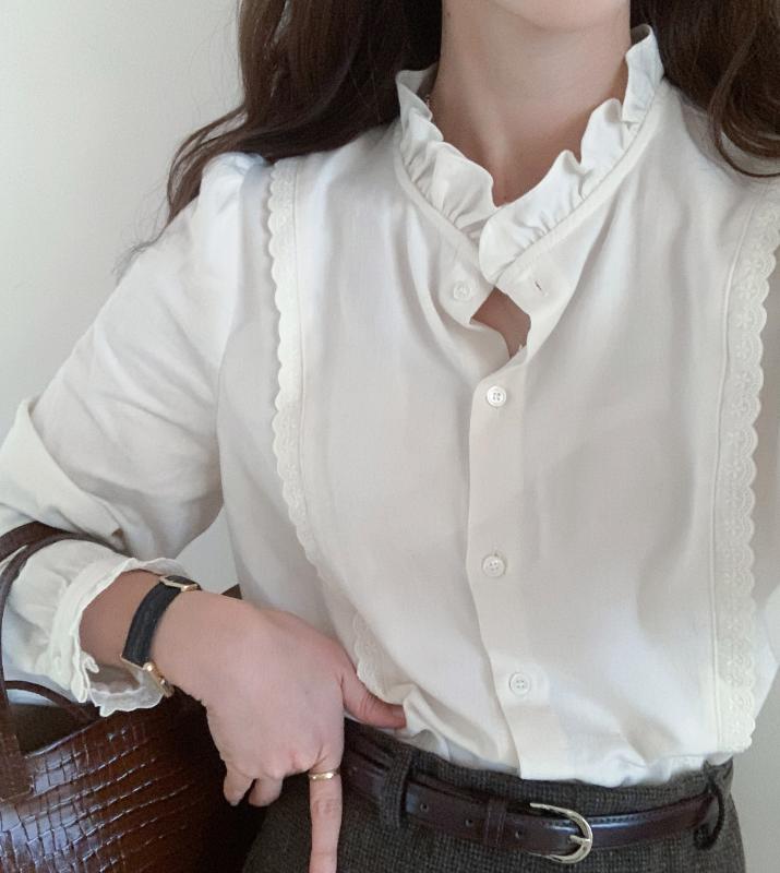 겨울 반목 레이스 블라우스 러빈데어