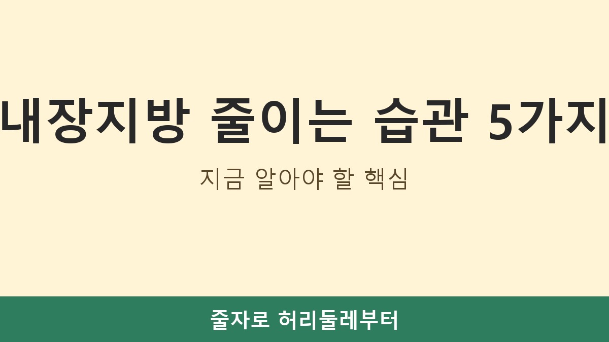 내장지방 줄이는 습관 5가지, 지금 알아야 할 핵심
