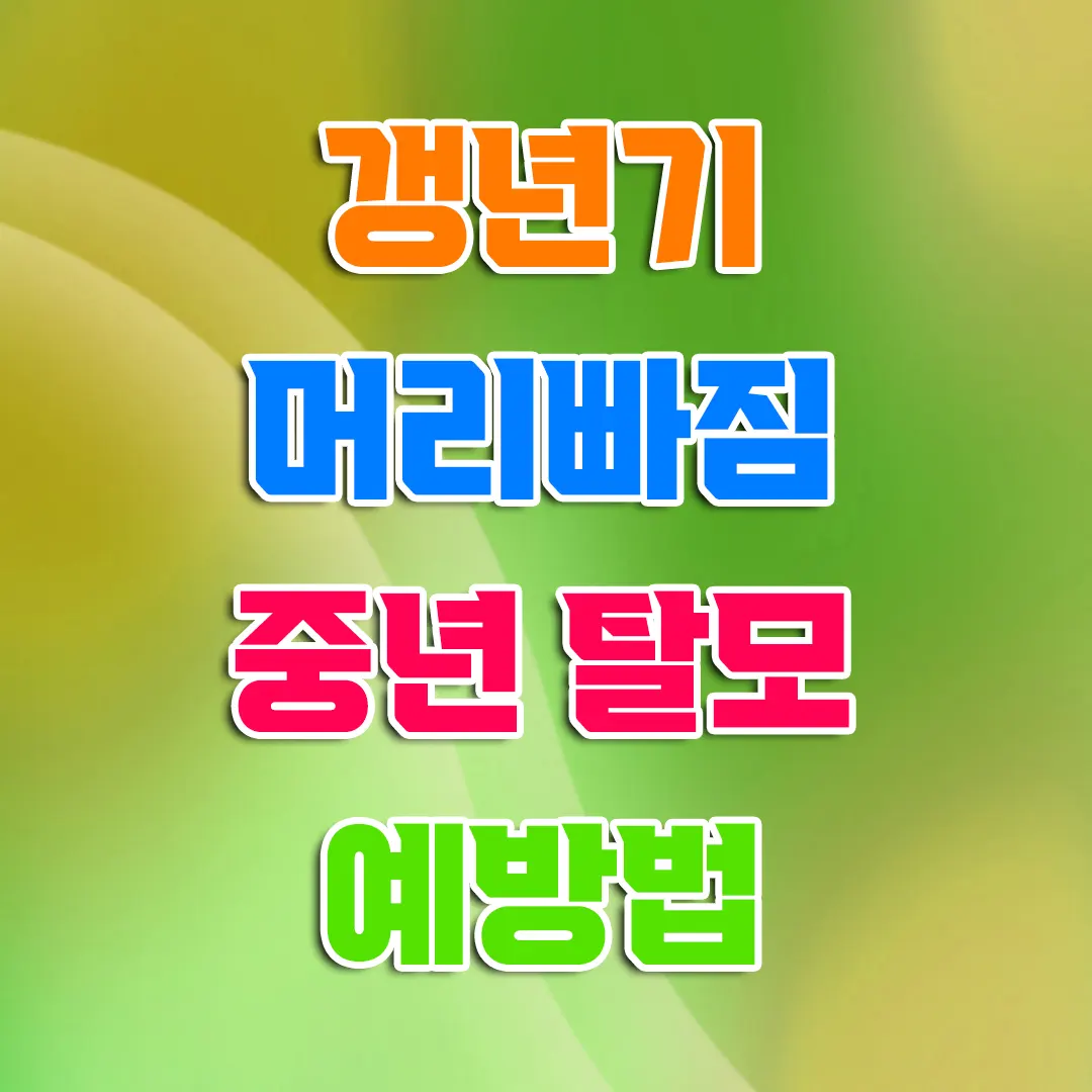 갱년기 머리 빠짐 중년 머리카락 탈모 예방법