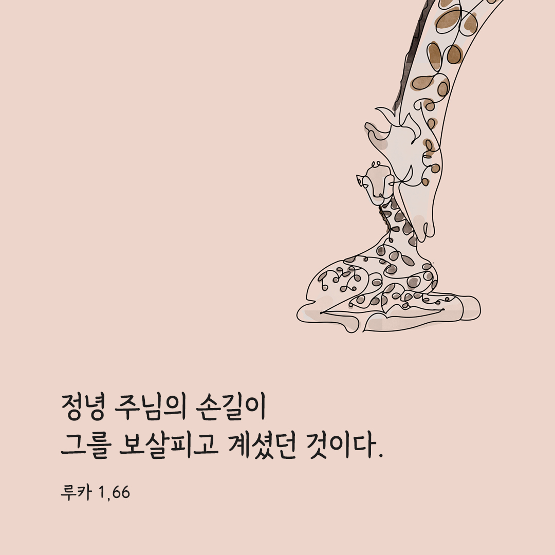 정녕 주님의 손길이 그를 보살피고 계셨던 것이다. (루카 1,66) 루카복음 성경 말씀 카드 이미지 다운로드